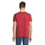 Red branded heavyweight men's t-shirt, back view