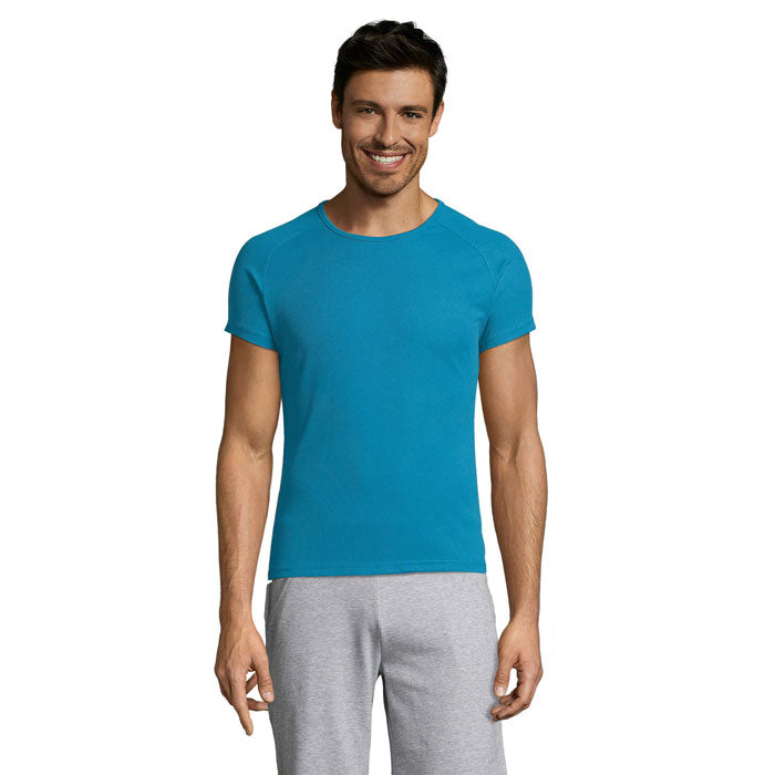Branded Raglan Sports T-Shirt in Blue