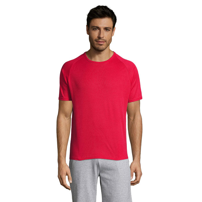 Branded Raglan Sports T-Shirt in Red
