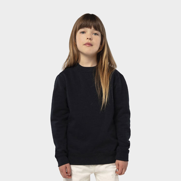 Model wearing a branded kids value sweatshirt