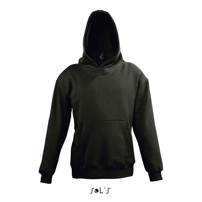 Branded Kids Double Pocket Pullover Hoodie in Black