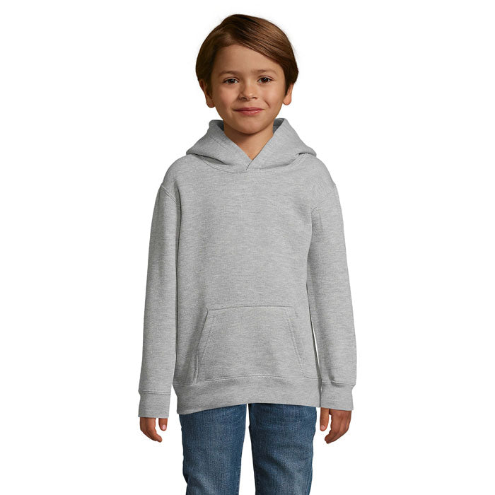 Branded Kids Double Pocket Pullover Hoodie in Grey