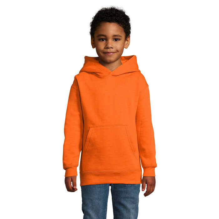 Branded Kids Double Pocket Pullover Hoodie in Orange