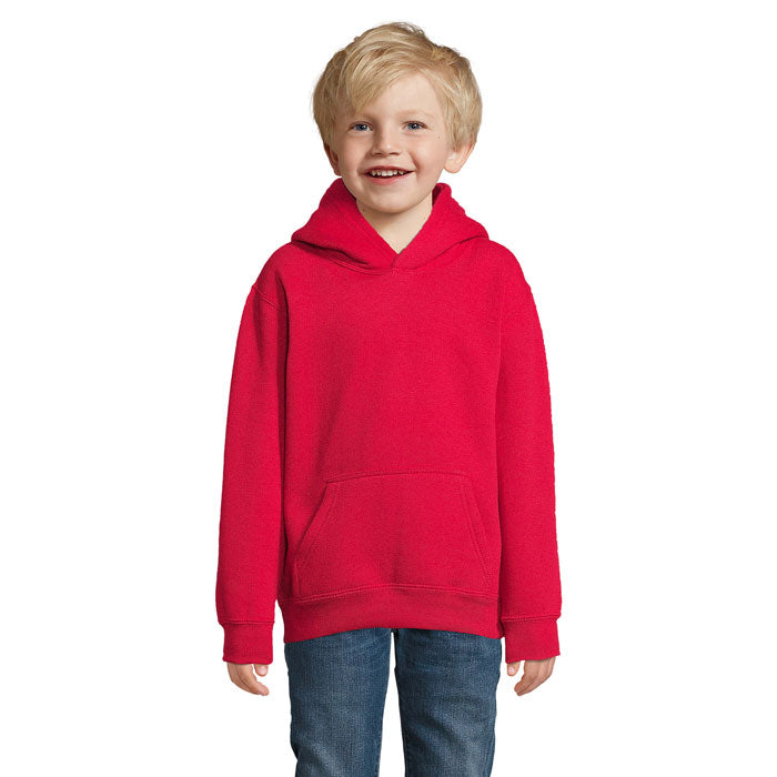 Branded Kids Double Pocket Pullover Hoodie in Red