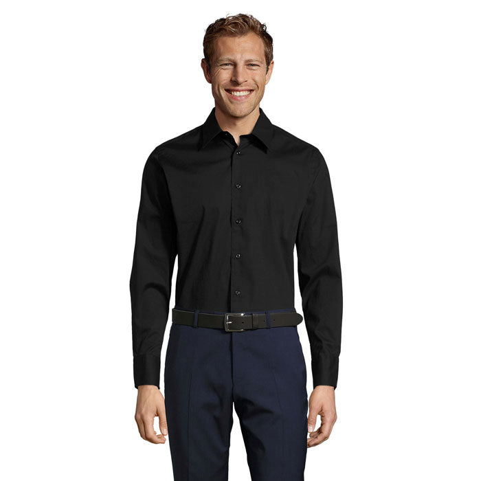 Branded Men's Stretch Shirt in Black