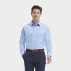 Model wearing a branded men's stretch shirt
