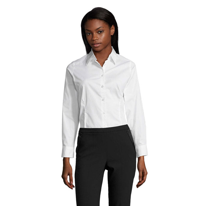Branded Women's Stretch Shirt in White