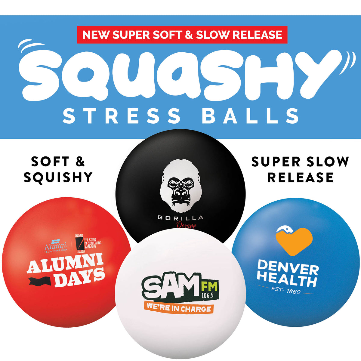 Branded Premium Squashy 70mm Stress Balls