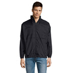 Branded Ventilated Packable Windbreaker in Blue
