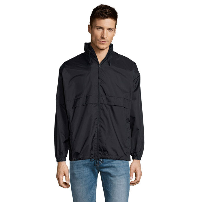 Branded Ventilated Packable Windbreaker in Blue