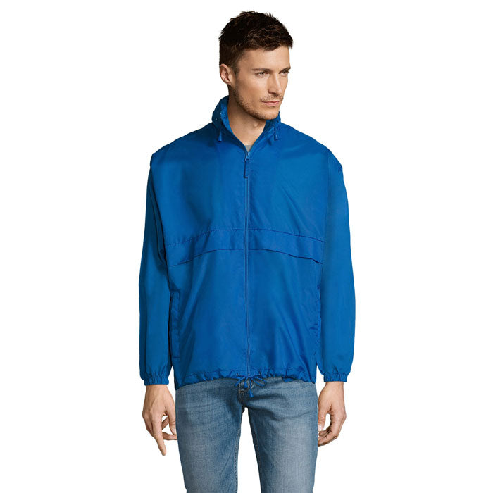 Branded Ventilated Packable Windbreaker in Blue