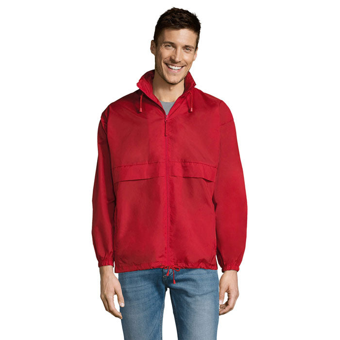 Branded Ventilated Packable Windbreaker in Red
