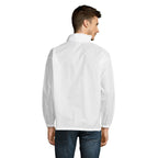 Branded ventilated packable windbreaker, back view