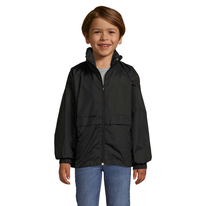 Branded Kids Packable Windbreaker in Black