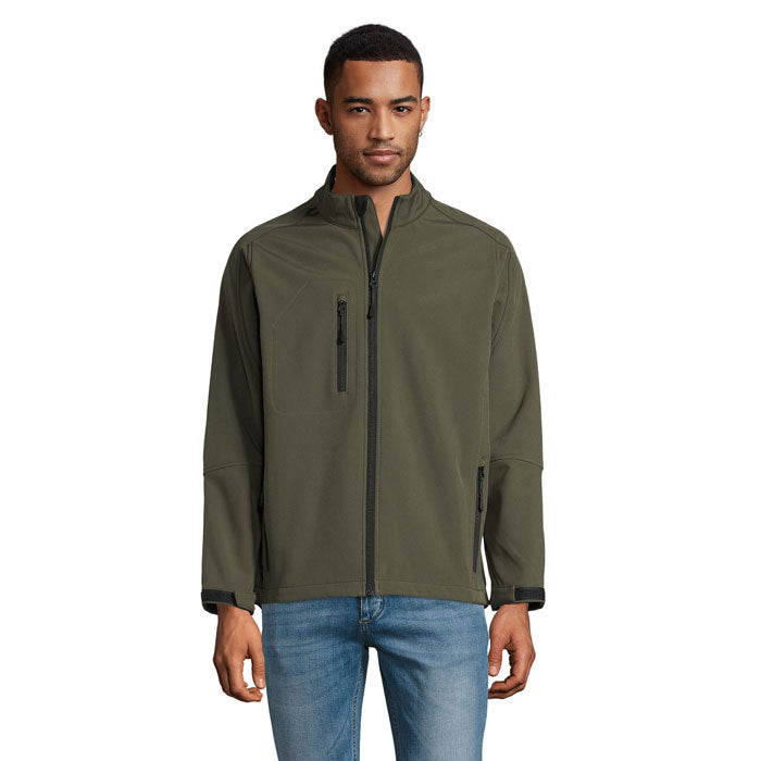 Branded Men's Waterproof Zip-Through Jacket in Green