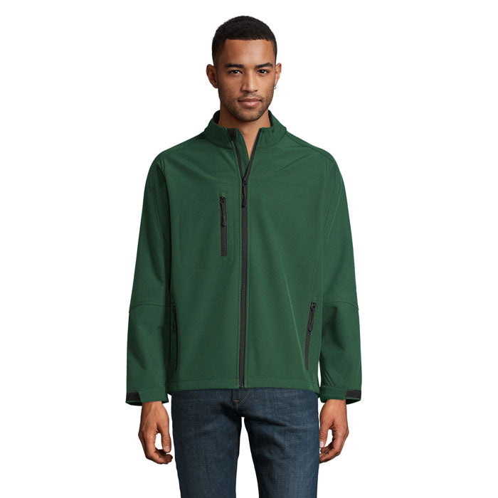 Branded Men's Waterproof Zip-Through Jacket in Green