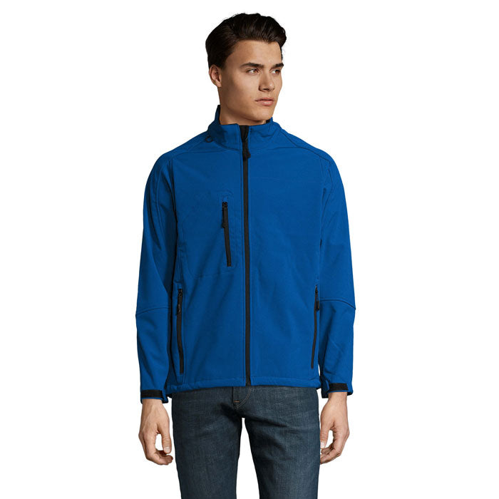 Branded Men's Waterproof Zip-Through Jacket in Blue