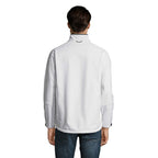 Branded men's waterproof zip-through jacket, back view