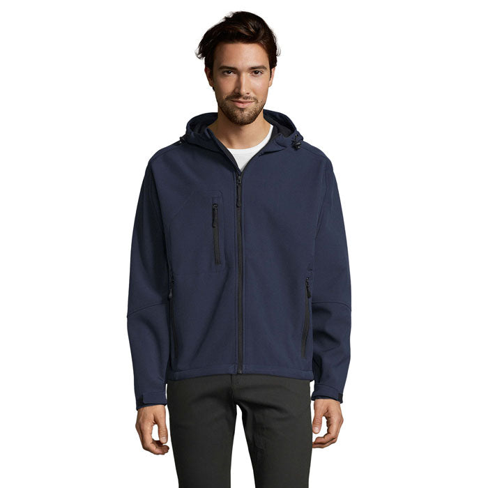 Branded Men's Waterproof Softshell Jacket in Blue