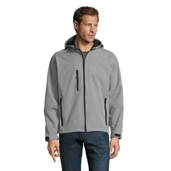 Branded Men's Waterproof Softshell Jacket in Grey