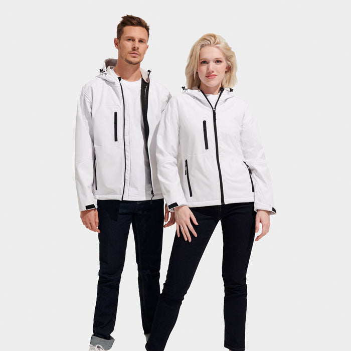 Branded Men's Waterproof Softshell Jacket in use