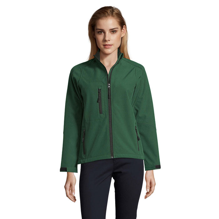 Branded Women's Waterproof Zip-Through Jacket in Green