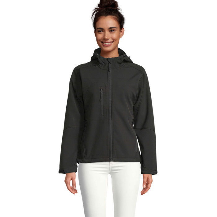Branded Women's Waterproof Softshell Jacket in Black