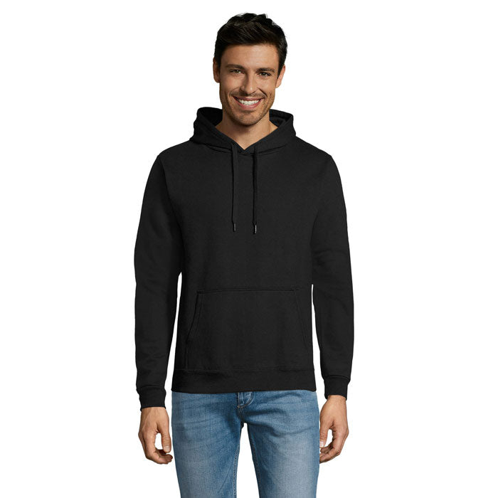 Branded Fitted Pullover Hoodie in Black
