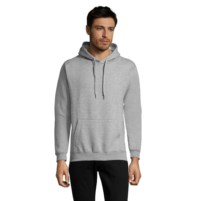 Branded Fitted Pullover Hoodie in Grey