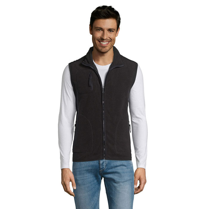Branded Fleece Gilet in Black