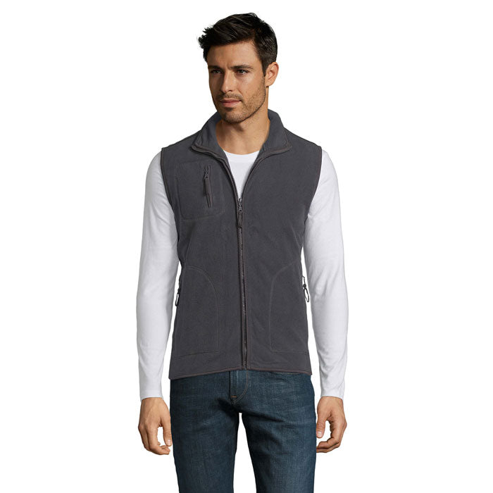 Branded Fleece Gilet in Black