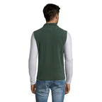 Branded fleece gilet, back view