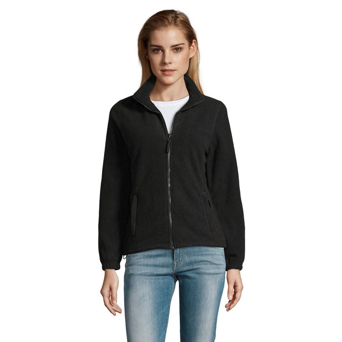 Branded Women's Zipped Fleece Jacket in Black