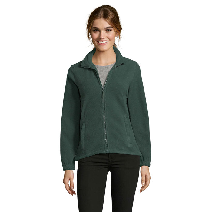 Branded Women's Zipped Fleece Jacket in Green