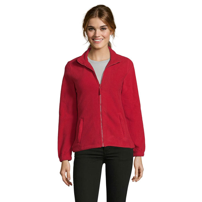 Branded Women's Zipped Fleece Jacket in Red