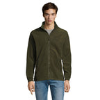 Branded Men's Zipped Fleece Jacket in Green