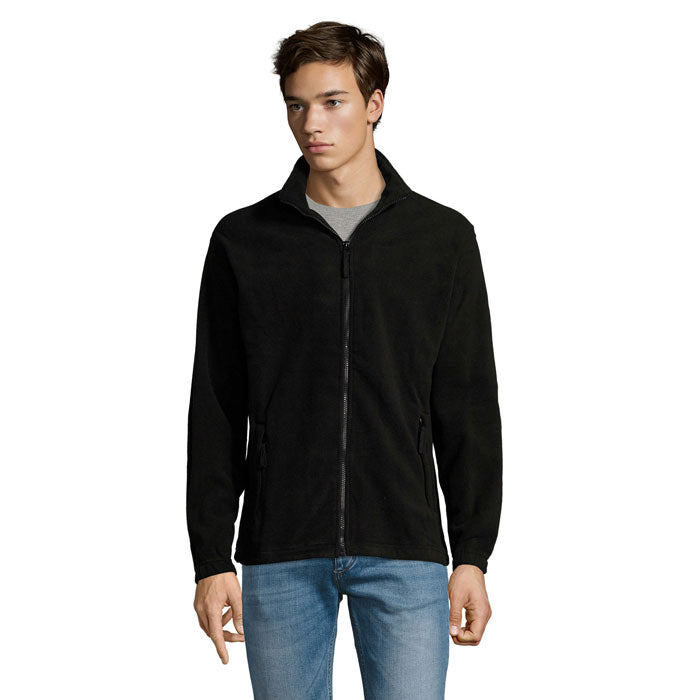 Branded Men's Zipped Fleece Jacket in Black