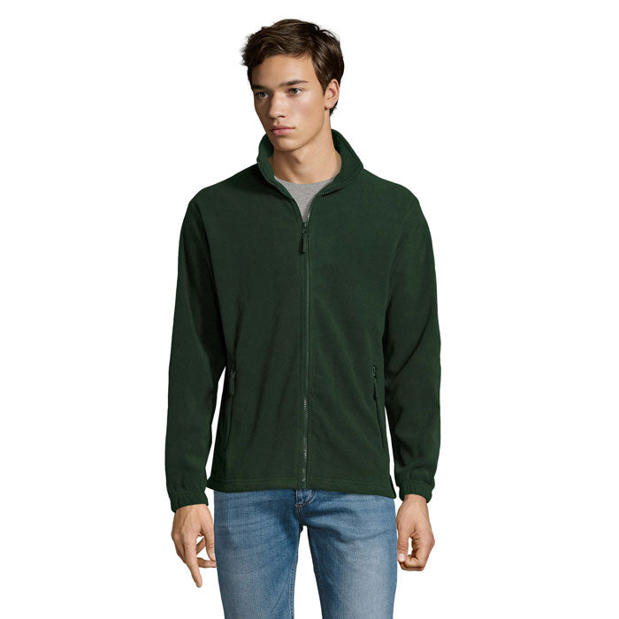 Branded Men's Zipped Fleece Jacket in Green