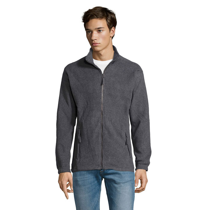 Branded Men's Zipped Fleece Jacket in Grey