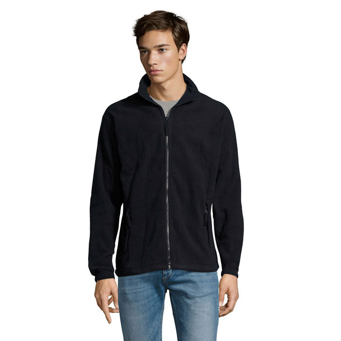 Branded Men's Zipped Fleece Jacket in Blue