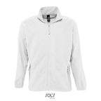 Branded men's zipped fleece jacket, front view