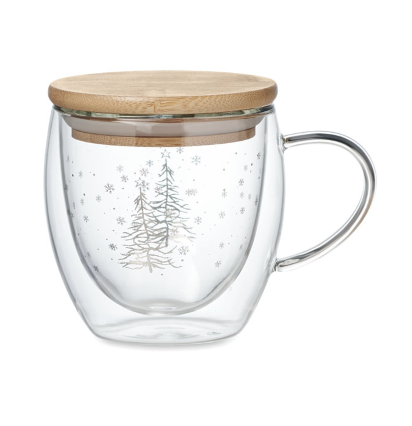 Double wall borosilicate mug with tree design