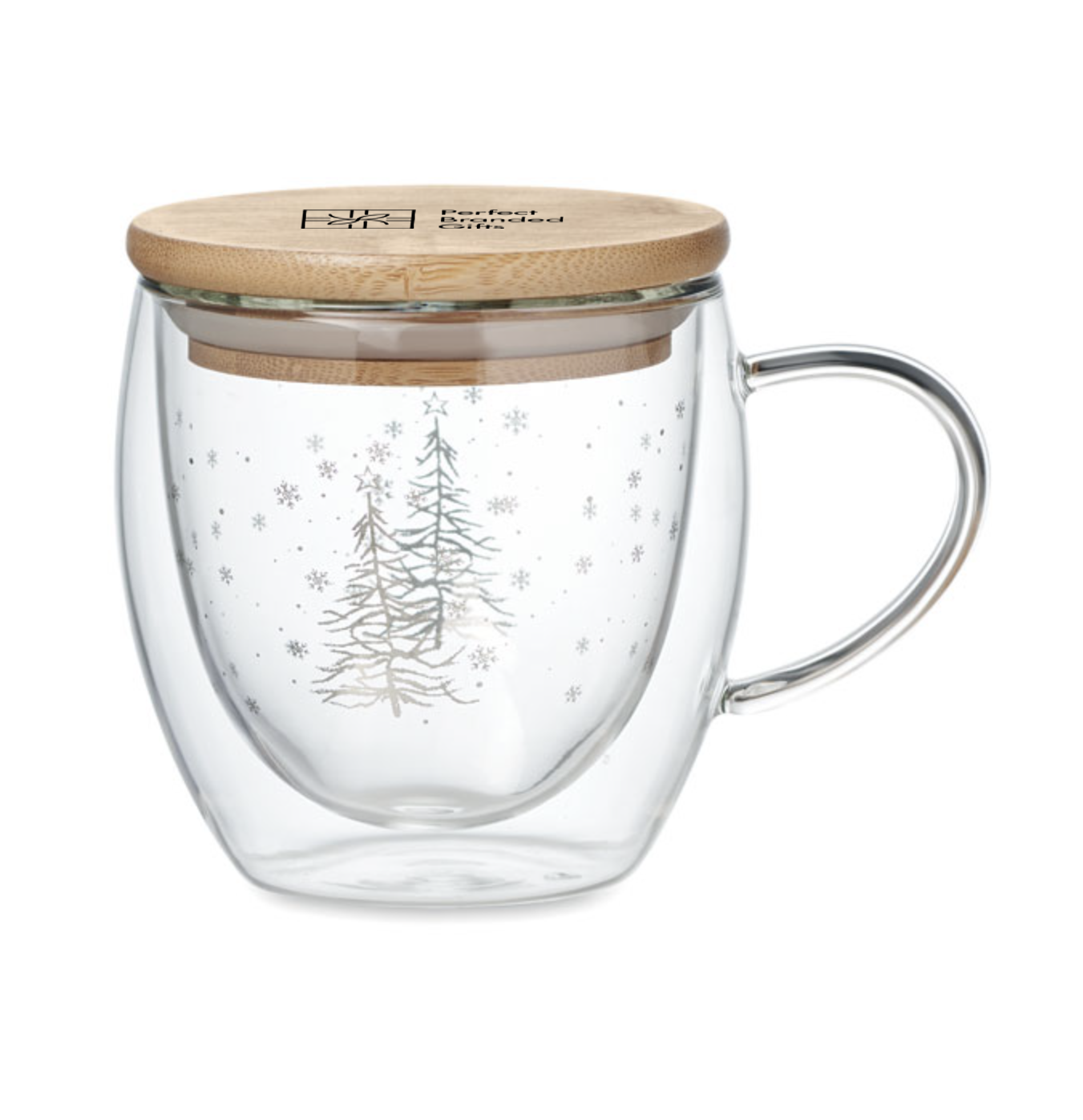 Double wall borosilicate mug with tree design