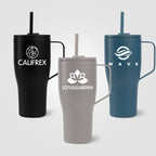 Branded Stainless Steel Straw Tumbler with Handle