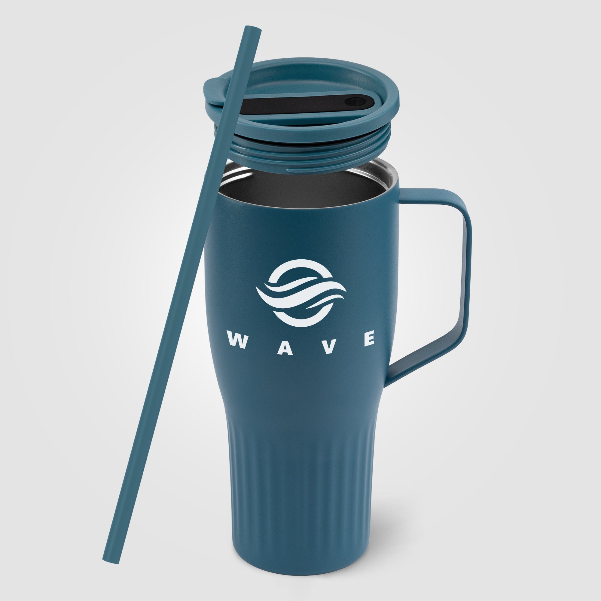 Branded Stainless Steel Straw Tumbler with Handle