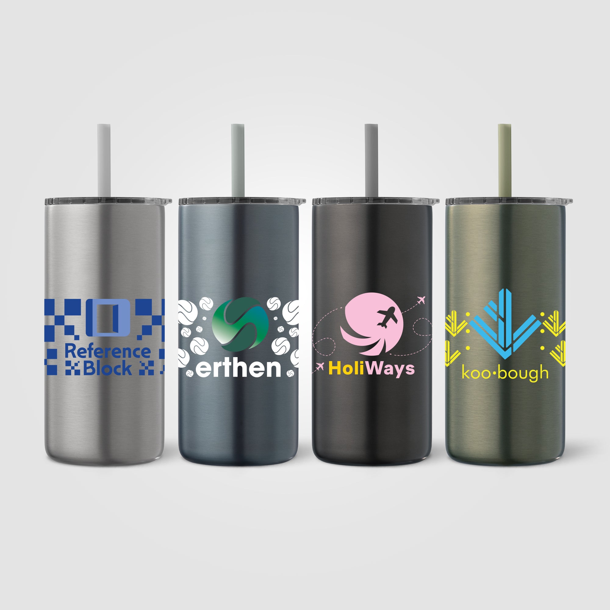 Branded Stainless Steel Straw Tumbler