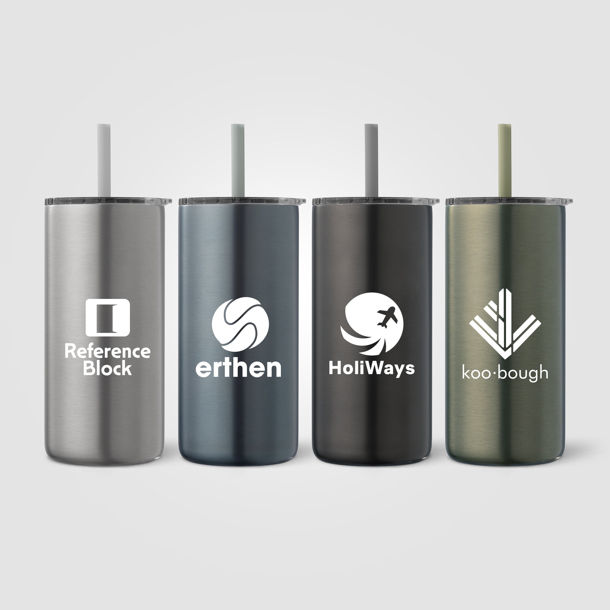 Branded Stainless Steel Straw Tumbler