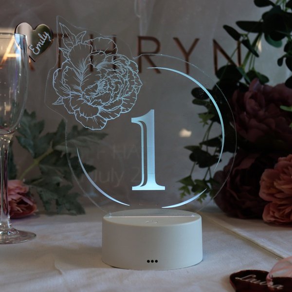 Light Up Centrepiece Table Number
