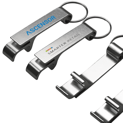 Branded Silver Metal Bottle Opener Keyring