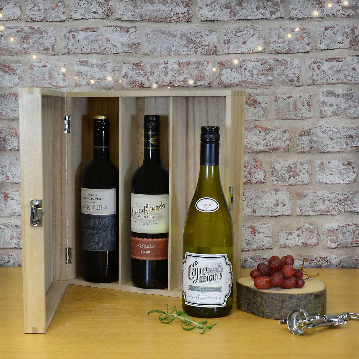 Triple Bottle Wooden Gift Box